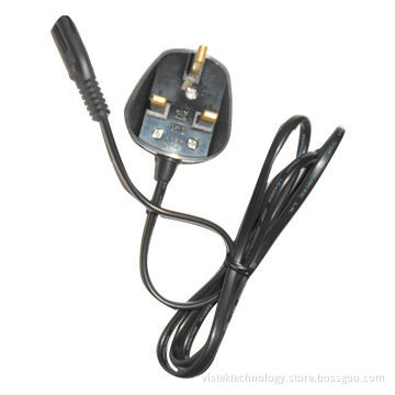 Black UK Power Plug, Assembled Available, PVC Jacket